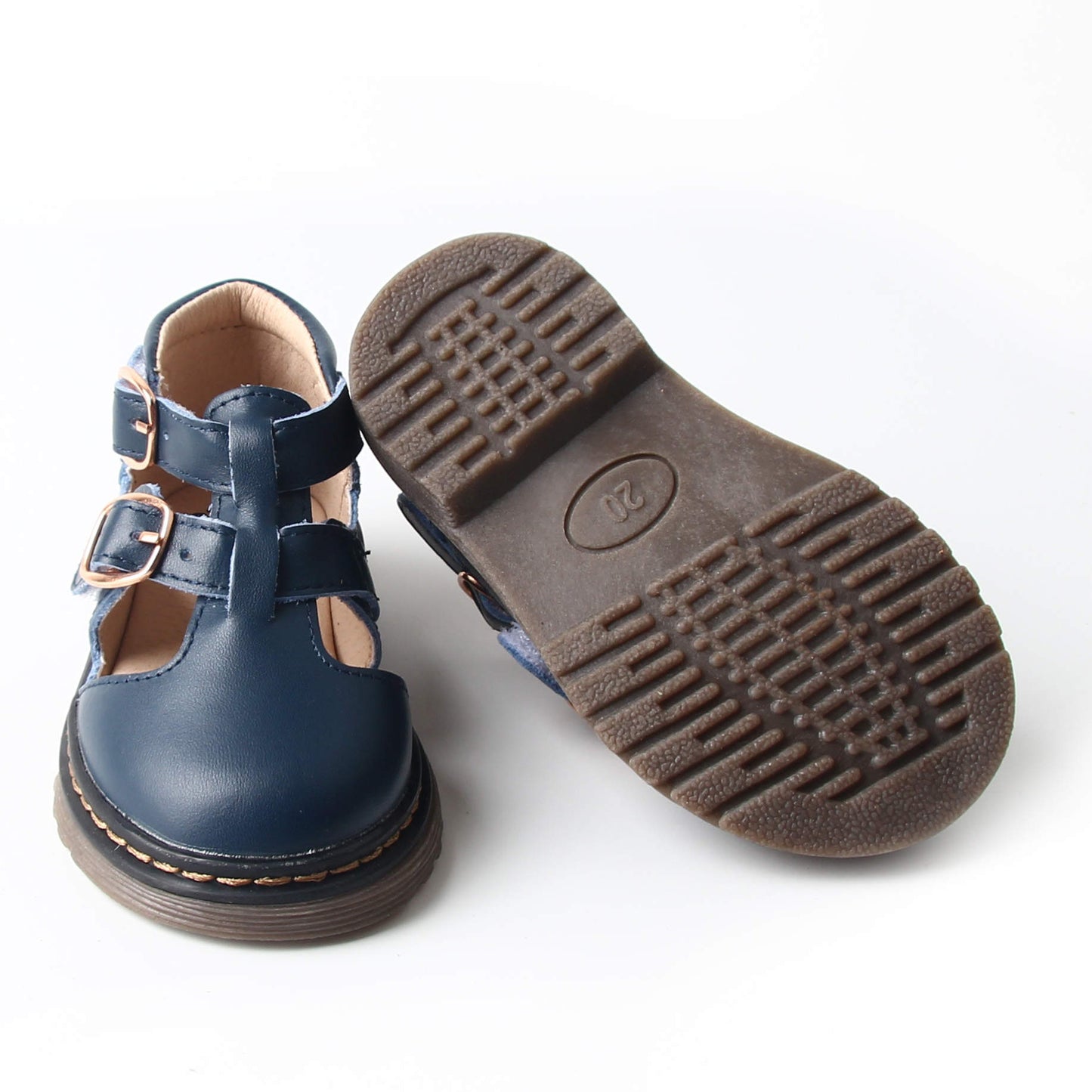 One, two, buckle my T-Bar Leather Shoes - PRUSSIAN BLUE