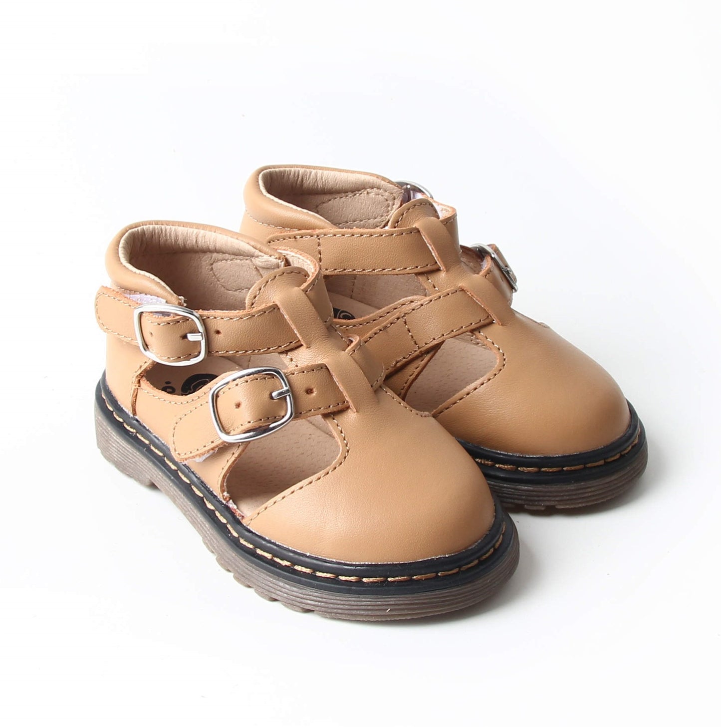 One, two, buckle my T-Bar Leather Shoes - CAMEL